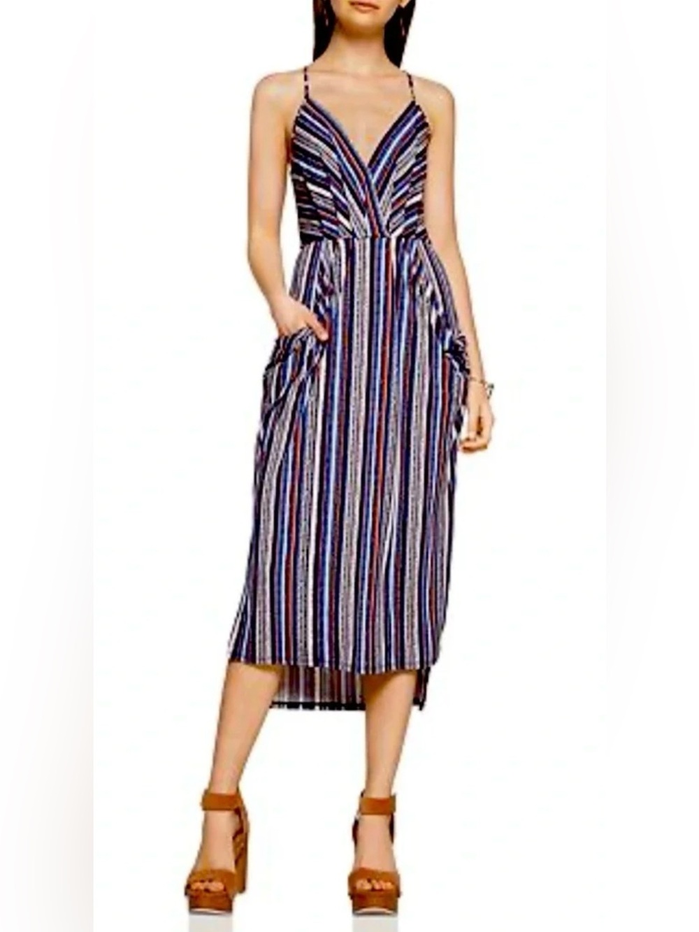 BCBGeneration Multicolor Striped Midi Dress (Size: M)(EUC)